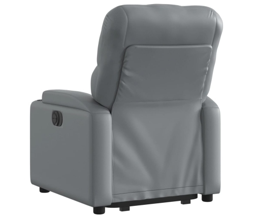 Sillón reclinable elevable eléctrico de cuero sintético gris