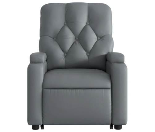 Sillón reclinable elevable eléctrico de cuero sintético gris