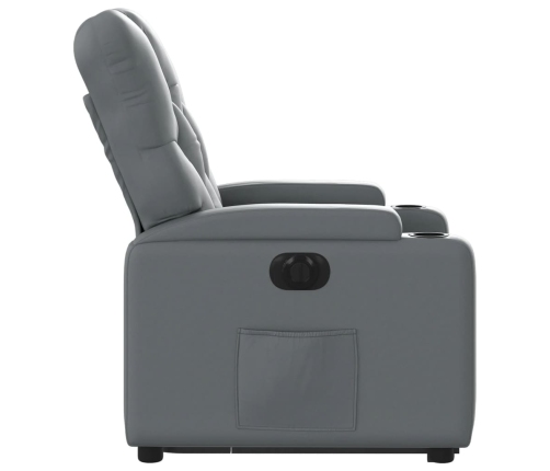 Sillón reclinable elevable eléctrico de cuero sintético gris