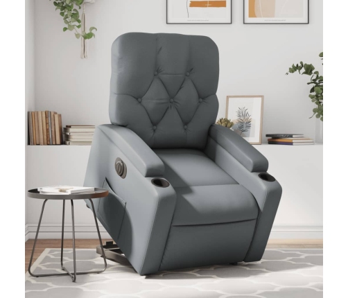 Sillón reclinable elevable eléctrico de cuero sintético gris