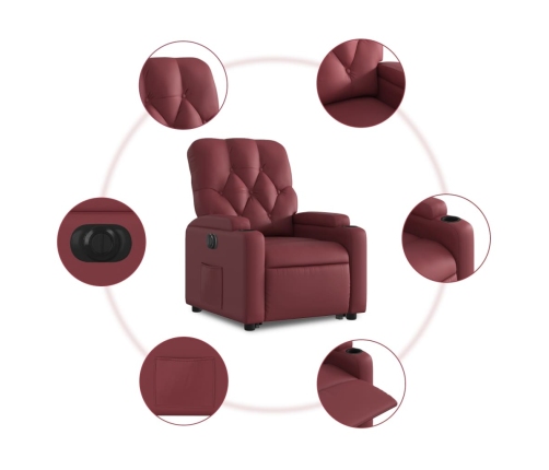 Sillón elevable eléctrico cuero artificial rojo tinto