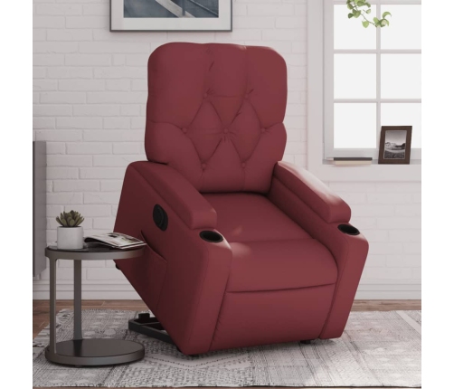 Sillón elevable eléctrico cuero artificial rojo tinto