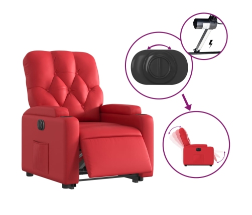 Sillón elevable eléctrico cuero artificial rojo