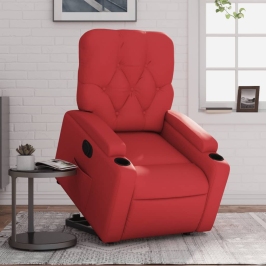 Sillón elevable eléctrico cuero artificial rojo