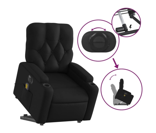 Sillón de masaje elevable eléctrico cuero sintético negro