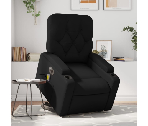 Sillón de masaje elevable eléctrico cuero sintético negro