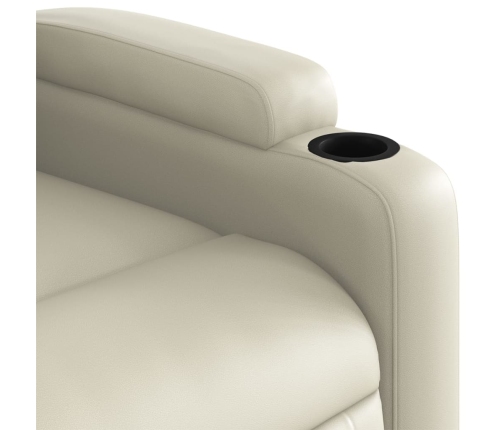 Sillón de masaje elevable eléctrico cuero sintético crema