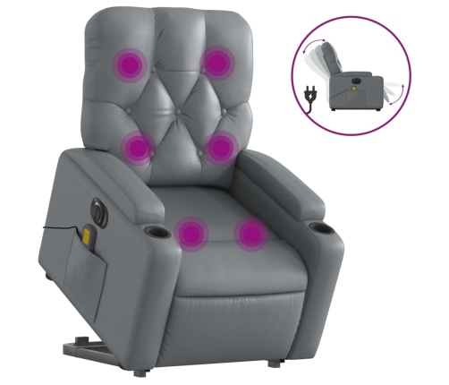 Sillón de masaje elevable eléctrico cuero sintético gris