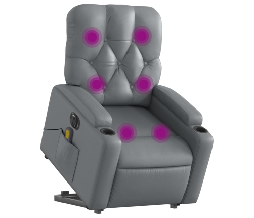 Sillón de masaje elevable eléctrico cuero sintético gris