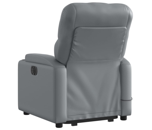 Sillón de masaje elevable eléctrico cuero sintético gris