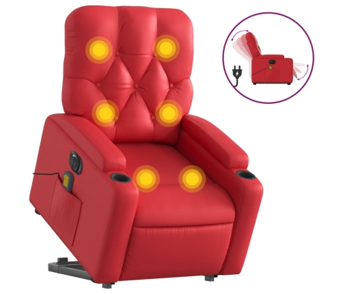 Sillón de majaje elevable eléctrico cuero artificial rojo