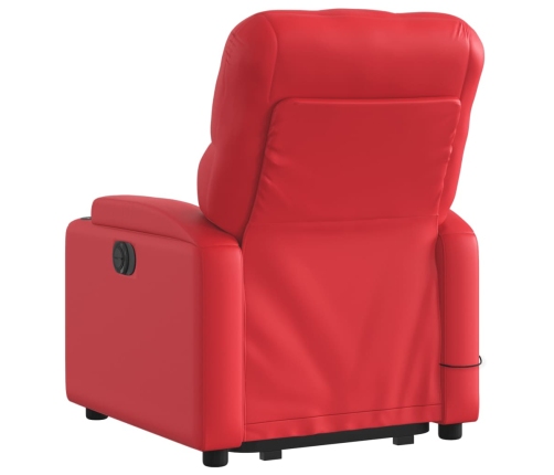 Sillón de majaje elevable eléctrico cuero artificial rojo