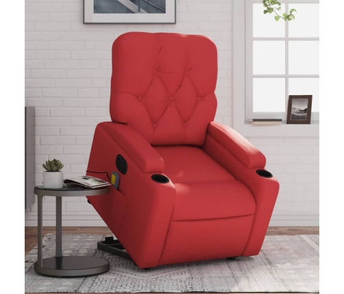 Sillón de majaje elevable eléctrico cuero artificial rojo