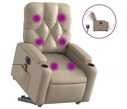 Sillón reclinable de masaje eléctrico cuero sintético capuchino