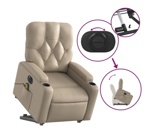 Sillón reclinable de masaje eléctrico cuero sintético capuchino