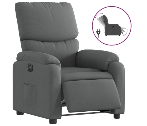 Sillón reclinable eléctrico de tela gris oscuro