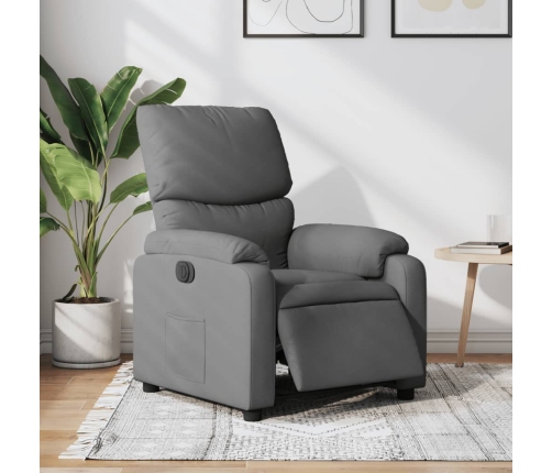 Sillón reclinable eléctrico de tela gris oscuro