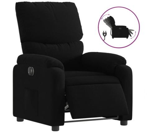 Sillón reclinable eléctrico de tela negro