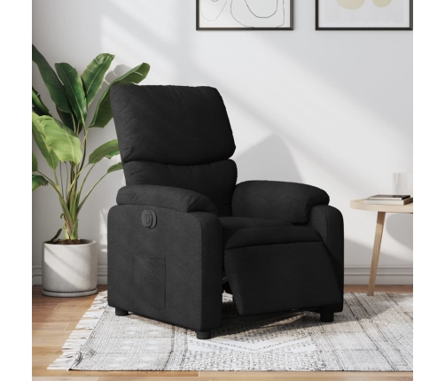 Sillón reclinable eléctrico de tela negro