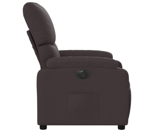 Sillón reclinable eléctrico tela marrón oscuro