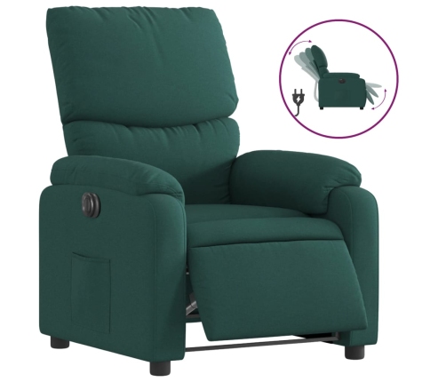 Sillón reclinable eléctrico tela verde oscuro