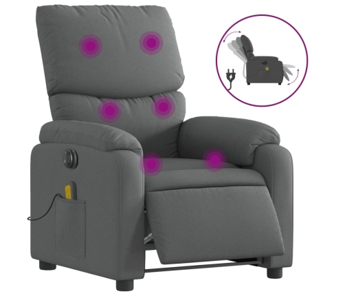 Sillón reclinable de masaje eléctrico tela gris oscuro