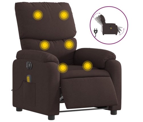 Sillón reclinable de masaje eléctrico tela marrón oscuro