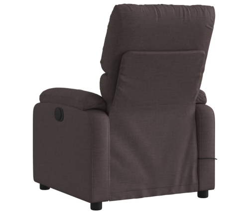 Sillón reclinable de masaje eléctrico tela marrón oscuro