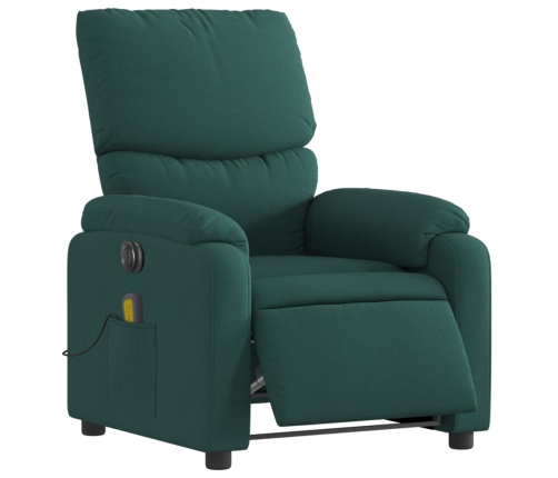 Sillón reclinable de masaje eléctrico tela verde oscuro