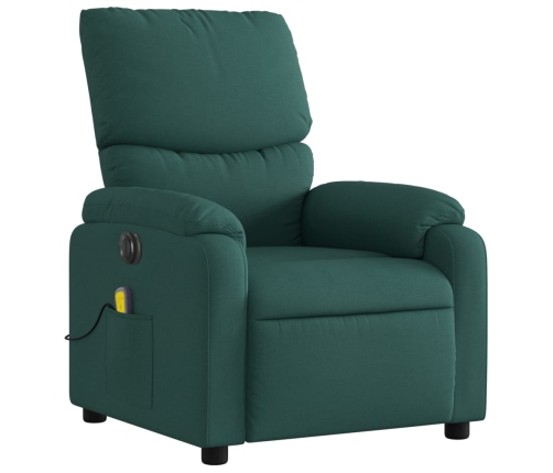 Sillón reclinable de masaje eléctrico tela verde oscuro