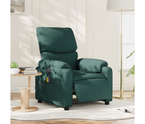 Sillón reclinable de masaje eléctrico tela verde oscuro