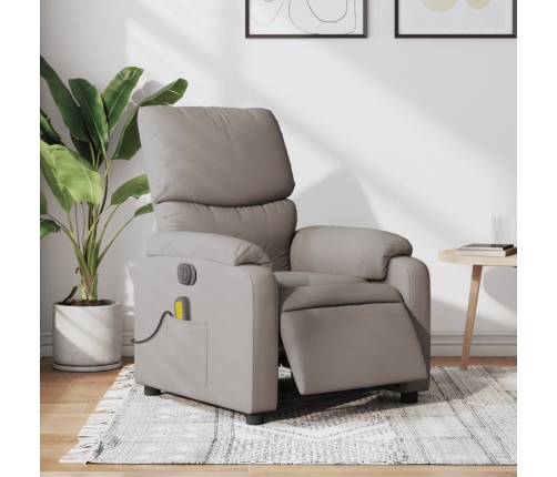 Sillón reclinable de masaje eléctrico tela gris taupe