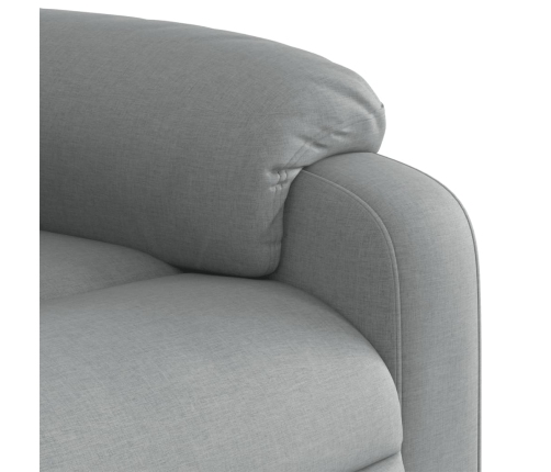 Sillón reclinable elevable de tela gris claro