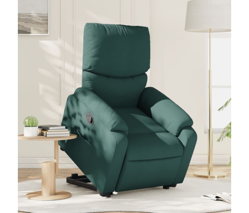 Sillón reclinable elevable tela verde oscuro