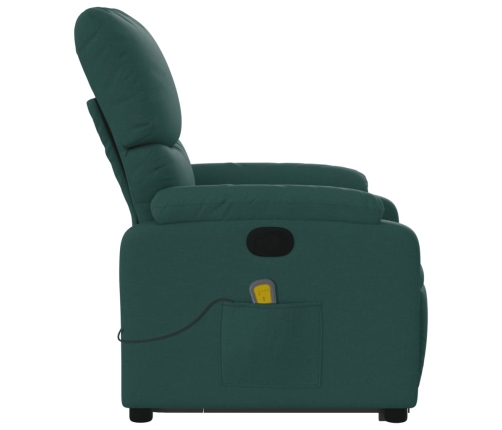 Silla de masaje reclinable de pie de tela verde oscura