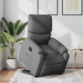 Sillón eléctrico reclinable elevable de tela gris oscuro