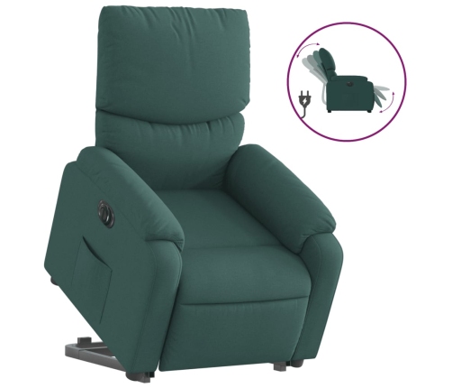 Sillón eléctrico reclinable elevable de tela verde oscuro