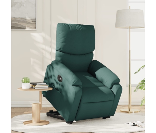 Sillón eléctrico reclinable elevable de tela verde oscuro