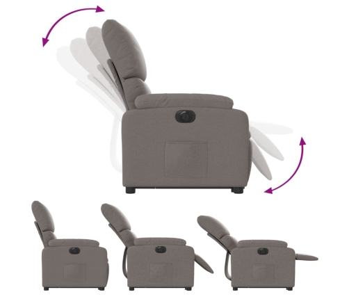 Sillón eléctrico reclinable elevable de tela gris taupe