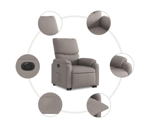 Sillón eléctrico reclinable elevable de tela gris taupe