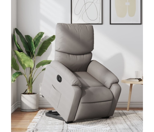 Sillón eléctrico reclinable elevable de tela gris taupe