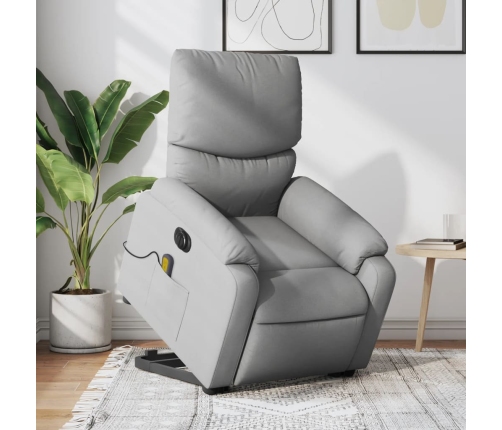 Sillón de masaje eléctrico reclinable elevable tela gris claro