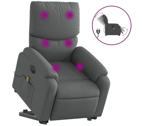 Sillón de masaje eléctrico reclinable elevable tela gris oscuro