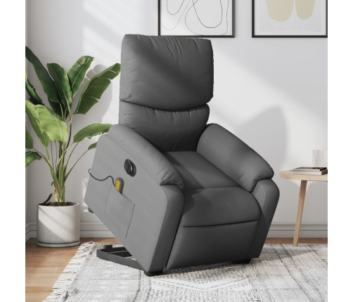 Sillón de masaje eléctrico reclinable elevable tela gris oscuro