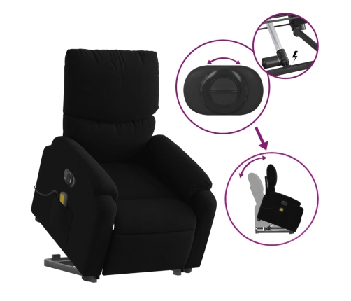 Sillón de masaje eléctrico reclinable elevable tela negro