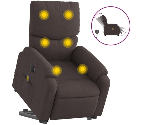 Sillón masaje eléctrico reclinable elevable tela marrón oscuro