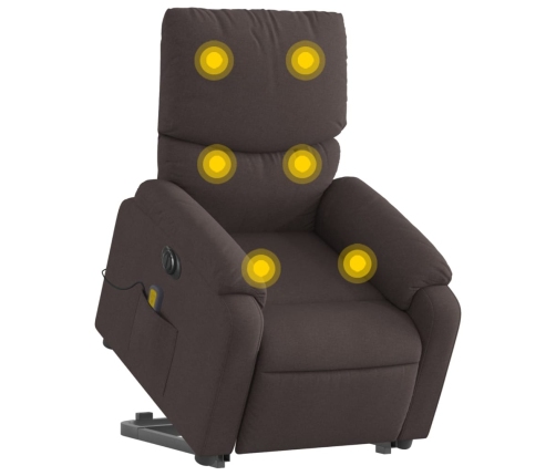 Sillón masaje eléctrico reclinable elevable tela marrón oscuro