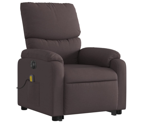 Sillón masaje eléctrico reclinable elevable tela marrón oscuro