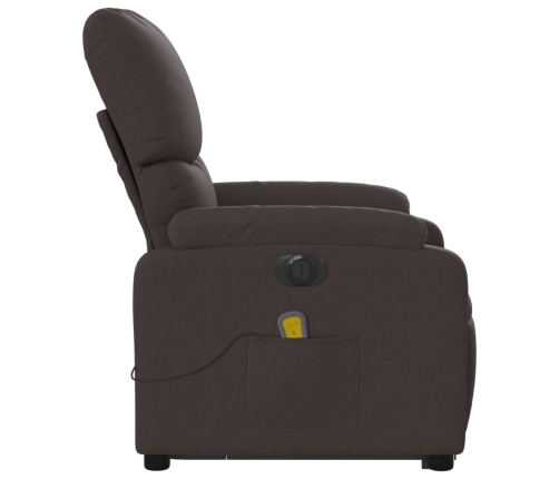 Sillón masaje eléctrico reclinable elevable tela marrón oscuro