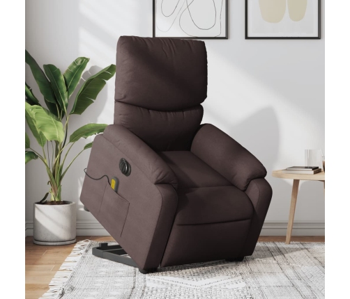 Sillón masaje eléctrico reclinable elevable tela marrón oscuro